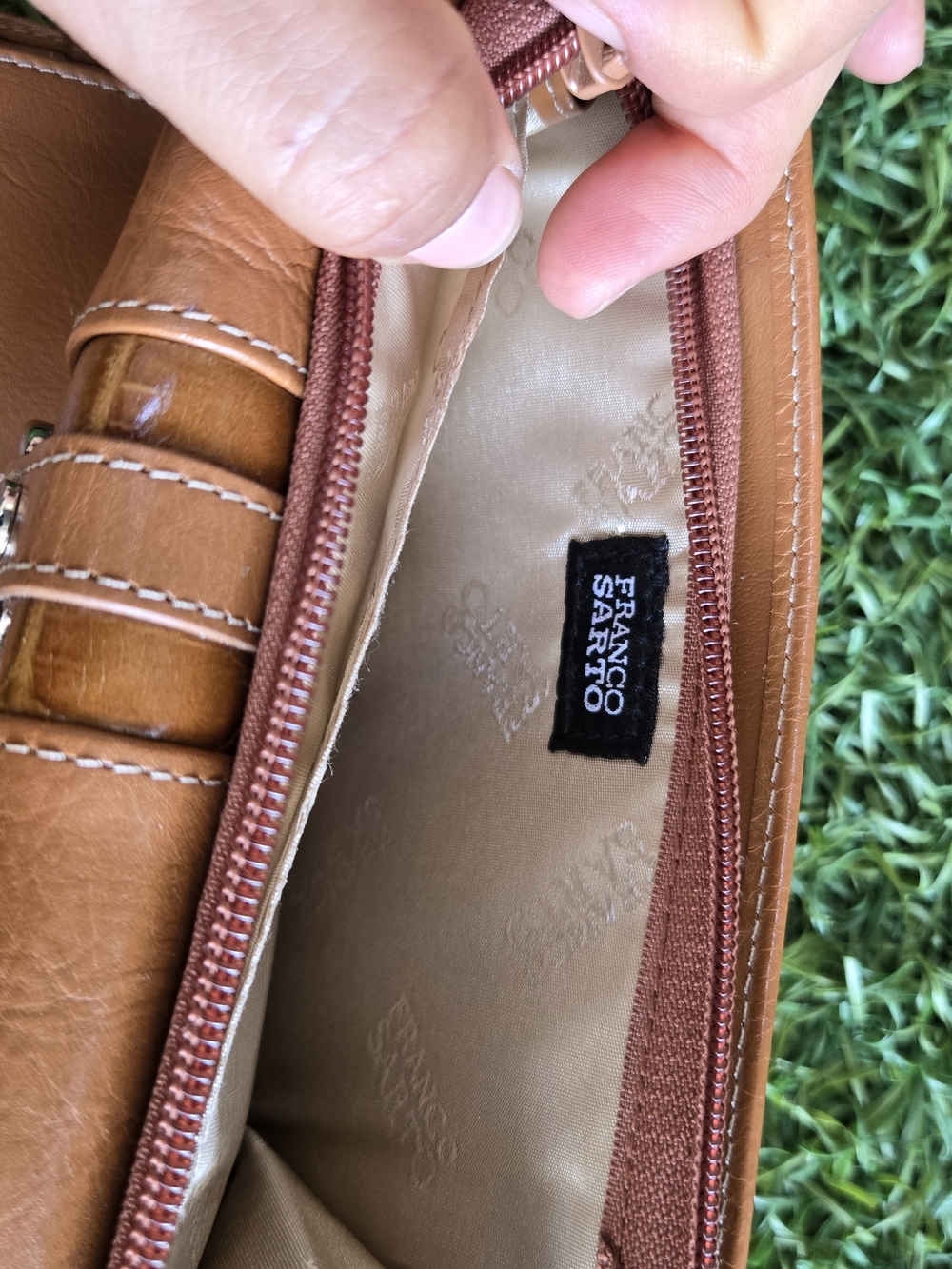 Franco Sarto Cognac Leather Wallet Wristlet